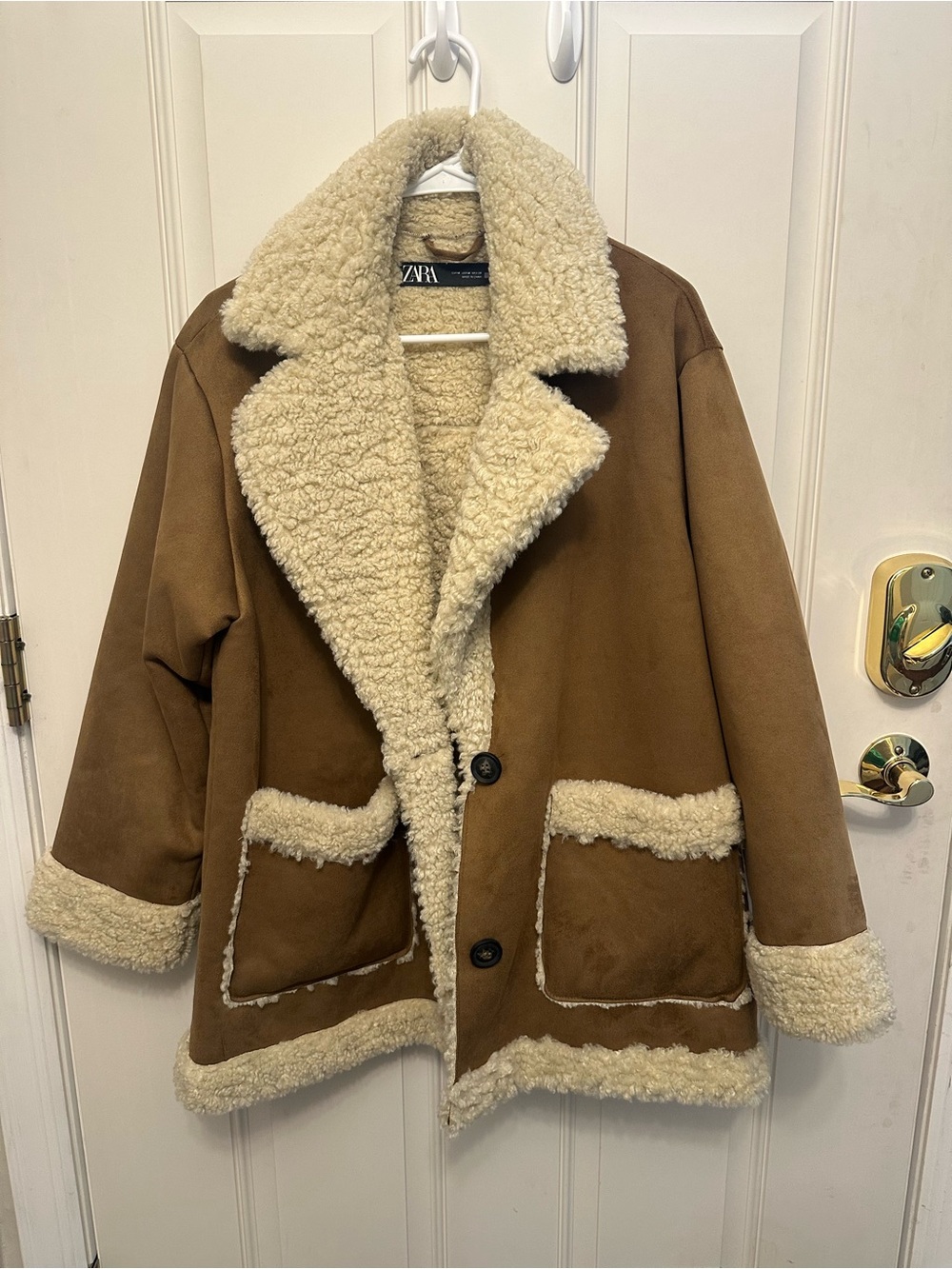 ZARA Cream Sherpa Faux Shearling Jacket